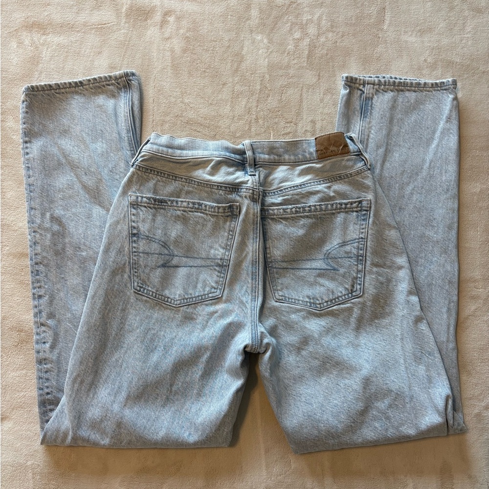 AE Light Wash High-Rise Straight Jeans